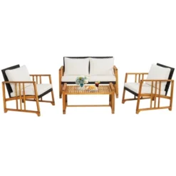 Costway 4PCS Patio Mix Brown Wicker Sofa Set Acacia Wood Frame With Seat & Back Cushions 11 Costway 4PCS Patio Mix Brown Wicker Sofa Set Acacia Wood Frame With Seat & Back Cushions -Costway GUEST 871f1f65 e384 4a5b a79f 5a38da01402f