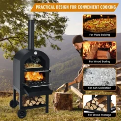 Costway Outdoor Pizza Oven Wood Fire Pizza Maker Grill W/ Pizza Stone & Waterproof Cover -Costway GUEST 8736ae0e e3eb 4b9a 9c42 2069694ad9d2