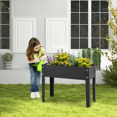 Costway 24'' Raised Garden Bed With Legs Metal Elevated Planter Box Drainage Hole Backyard 1 Costway 24'' Raised Garden Bed With Legs Metal Elevated Planter Box Drainage Hole Backyard