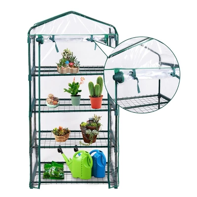 Costway Portable Mini Walk In Outdoor 4 Shelves Greenhouse 3 Costway Portable Mini Walk In Outdoor 4 Shelves Greenhouse - Image 3