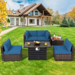 Costway 6PCS Patio Rattan Furniture Set 42'' Fire Pit Table Cover Sofa Cushion Off White/Black/Navy/Red/Turquoise 24 Costway 6PCS Patio Rattan Furniture Set 42'' Fire Pit Table Cover Sofa Cushion Off White/Black/Navy/Red/Turquoise -Costway GUEST 8807750e a84d 47bb b195 46936740ed7d
