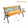 Costway Patio Park Garden Bench Porch Chair Outdoor Deck Cast Iron Hardwood Rose