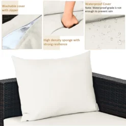 Costway 5PCS Patio Rattan Furniture Set Sectional Conversation Sofa Off White -Costway GUEST 89885ce1 e8f6 4ecc 82e2 78c7c79fe655