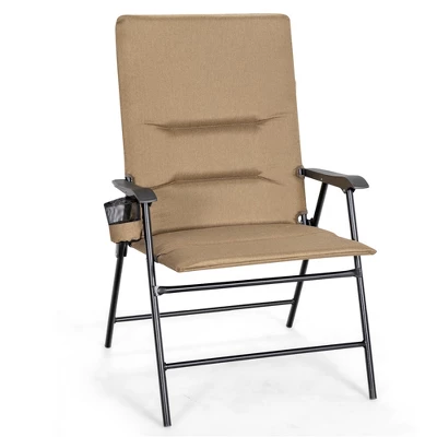 Costway Patio Padded Folding Portable Chair Camping Dining Outdoor Beach Chair GreyBrown 9 Costway Patio Padded Folding Portable Chair Camping Dining Outdoor Beach Chair GreyBrown - Image 9