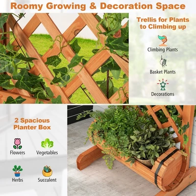 Costway 2-Tier Planter Box Raised Garden Bed Vertical Wooden Container With Trellis 6 Costway 2-Tier Planter Box Raised Garden Bed Vertical Wooden Container With Trellis - Image 6