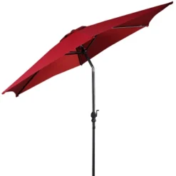 Costway 10FT Patio Umbrella 6 Ribs Market Steel Tilt W/ Crank Outdoor Garden Burgundy