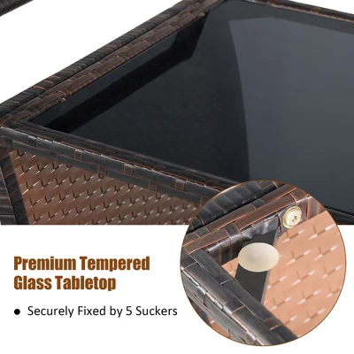 Costway Patio Rattan Bar Serving Cart Wheels Ice Bucket Glass Top Handle Garden 8 Costway Patio Rattan Bar Serving Cart Wheels Ice Bucket Glass Top Handle Garden - Image 8