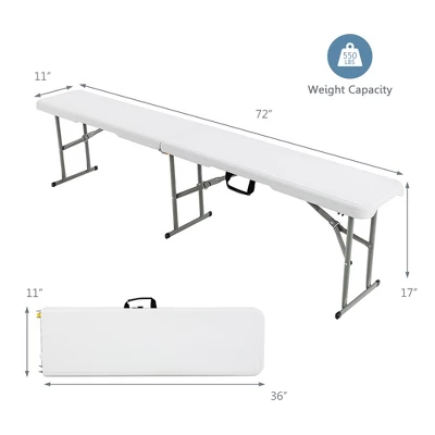 Costway 6 FT Portable Folding Bench Outdoor Picnic Bench 550 Lbs Limited For Dining 3 Costway 6 FT Portable Folding Bench Outdoor Picnic Bench 550 Lbs Limited For Dining - Image 3