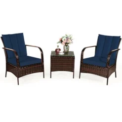 Costway 3 PCS Patio Rattan Furniture Set Coffee Table & 2 Rattan Chair W/Navy Cushions 12 Costway 3 PCS Patio Rattan Furniture Set Coffee Table & 2 Rattan Chair W/Navy Cushions -Costway GUEST 8b011cec 1f90 4adf 8f73 1f0b15326320