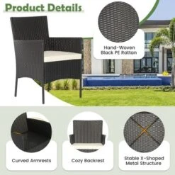 Costway 5PCS Patio Rattan Furniture Set Cushioned Sofa Ottoman Armrest Side Table Garden -Costway GUEST 8b76f052 c5b1 40b4 94e2 33e086413e27