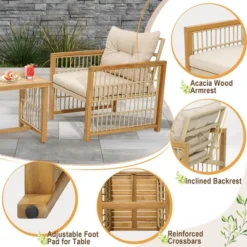 Costway 3PCS Patio PE Wicker Conversation Set Acacia Wood Frame WithSeat & Back Cushions 10 Costway 3PCS Patio PE Wicker Conversation Set Acacia Wood Frame WithSeat & Back Cushions -Costway GUEST 8b7947dc d701 413b ad65 3d3bb00d52b4