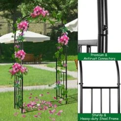 Costway 7.2Ft Garden Arch Steel Arbor Wedding Garden Decoration Climbing Plants W/Stakes -Costway GUEST 8c038333 8730 4e95 a649 5a208cc2b366