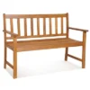 Costway 2-Person Slatted Bench Patio Acacia Wood Loveseat 800 Lbs Outdoor Natural