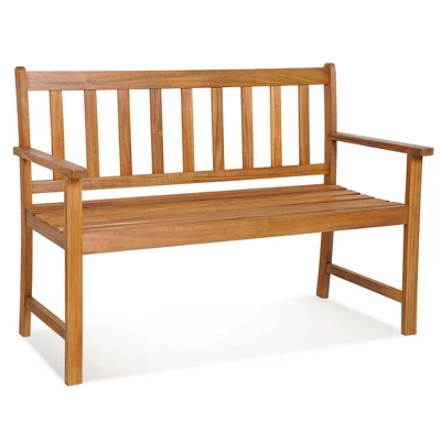 Costway 2-Person Slatted Bench Patio Acacia Wood Loveseat 800 Lbs Outdoor Natural -Costway GUEST 8c09e449 e467 49b5 af38 c5b3b8540784