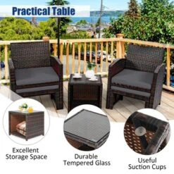 Costway 5PCS Patio Rattan Wicker Furniture Set Sofa Ottoman Cushion Gray -Costway GUEST 8ca097fa 15a7 47fb b0d5 770a5dc36339