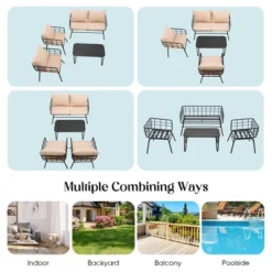 Costway 4PCS Patio Furniture Set Cushioned Sofa Loveseat Armrest Table Garden -Costway GUEST 8cfcba14 139e 47a3 8598 c8e9e0669ad7
