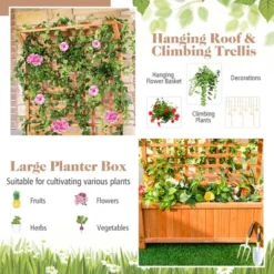 Costway Raised Garden Bed Planter Box Climbing Plants Container With Trellis &Hanging Roof 14 Costway Raised Garden Bed Planter Box Climbing Plants Container With Trellis &Hanging Roof -Costway GUEST 8d7fc6bd 4327 4469 bf40 fe402930d9bc