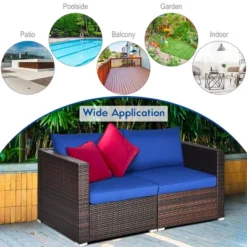 Costway 4PCS Patio Rattan Corner Sofa Sectional Furniture SetBlueBeigeNavy Cushion -Costway GUEST 8dfa71e9 3077 4bfa bf0f a13d8a67a683