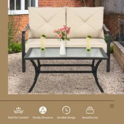 Costway 2 PCS Patio Loveseat With Coffee Table Outdoor Sofa Bench With Cushions 13 Costway 2 PCS Patio Loveseat With Coffee Table Outdoor Sofa Bench With Cushions -Costway GUEST 8dfe7733 9b7e 47dd a946 37fafbb7192d