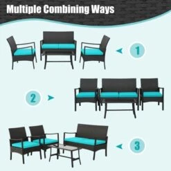 Costway 8PCS Patio Wicker Furniture Set Cushioned Chairs& Loveseat With Coffee Table Garden -Costway GUEST 8e5f6a61 86f3 4681 a403 eb1e0bfd924c