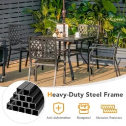 Costway 37'' Patio Square Dining Table Metal Slat W/1.57'' Umbrella Hole Garden -Costway GUEST 8e7f2412 554f 485e 8621 20dceaa77e07