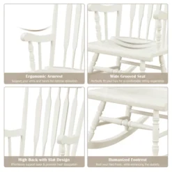 Costway Solid Wood Rocking Chair Porch Rocker Indoor Outdoor Seat Glossy Finish WhiteCoffee -Costway GUEST 8ec7ea26 e1c5 4819 9d4f 7ab9149e5b5a