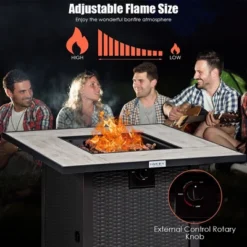 Costway 30'' Square Propane Gas Fire Pit Table Ceramic Tabletop 50,000 BTU With Cover -Costway GUEST 8f45869b 01b9 488d a550 7555cc728cda