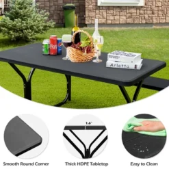 Costway Picnic Table Bench Set Outdoor Backyard Patio Garden Party Dining All Weather Black -Costway GUEST 8f76d349 c40f 4c4b aba3 2f67ee642fc3