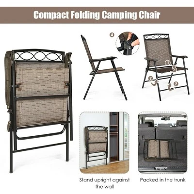 Costway 2PCS Folding Chairs Patio Garden Outdoor W/ Steel Frame Armrest Footrest 7 Costway 2PCS Folding Chairs Patio Garden Outdoor W/ Steel Frame Armrest Footrest - Image 7