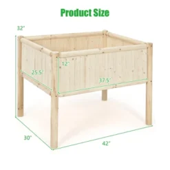 Costway Raised Garden Bed 42''x30''x32'' Elevated Wood Planter Box Stand Patio Yard