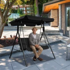 Costway Loveseat Patio Canopy Swing Glider Hammock Cushioned Steel Frame Outdoor Black 9 Costway Loveseat Patio Canopy Swing Glider Hammock Cushioned Steel Frame Outdoor Black -Costway GUEST 8fd88472 6b6d 4b6b 86fe 464560c24430