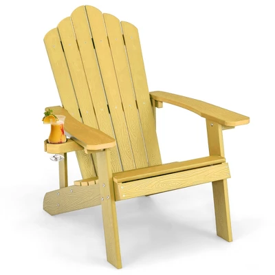 Costway Patio HIPS Adirondack Chair With Cup Holder Weather Resistant Outdoor 380 LBS Black/Teak/Green/Navy/Red/Gray/White/Yellow 17 Costway Patio HIPS Adirondack Chair With Cup Holder Weather Resistant Outdoor 380 LBS Black/Teak/Green/Navy/Red/Gray/White/Yellow - Image 17