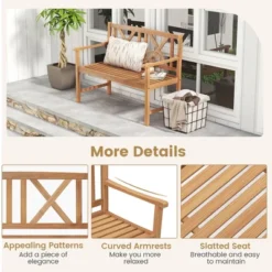 Costway 2-Person Bench Patio Acacia Wood Outdoor Loveseat Chair Garden Natural 15 Costway 2-Person Bench Patio Acacia Wood Outdoor Loveseat Chair Garden Natural -Costway GUEST 9084e897 c519 4070 a3db 75f238dbdf10