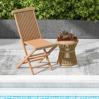 Costway 2 PCS Patio Folding Chair Teak High Back Dining Slatted Seat Portable Outdoor 1 Costway 2 PCS Patio Folding Chair Teak High Back Dining Slatted Seat Portable Outdoor