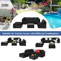 Costway 6PCS Outdoor Patio Rattan Furniture Set Cushioned Sectional Sofa NavyBlackTurquoise -Costway GUEST 913d6324 4a1a 40a4 b6a4 1f4679f4a0a8