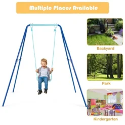 Costway Outdoor Kids Swing Set Heavy Duty Metal A-Frame W/ Ground Stakes -Costway GUEST 9150fb7d 4c92 4ee2 a5d4 e41f79b18fb6