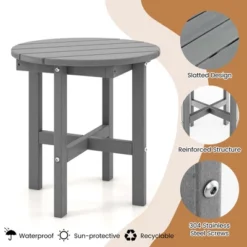 Costway Patio 18'' Adirondack Round Side Table All Weather HDPE End Table Outdoor Grey -Costway GUEST 917fba26 f4da 4ba7 a9a7 6fa9f7be3ccd