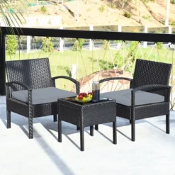 Costway 3PC Patio Rattan Furniture Set Coffee Table Conversation Sofa Cushioned -Costway GUEST 91ecb076 5212 49f8 bd0b db5fcd5fe76c