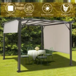 Costway 10' X 10' Pergola Kit Metal Frame Gazebo &Canopy Cover Patio Furniture Shelter -Costway GUEST 925a7f4e 8c77 4a8f a09a 231ba7d86fb3