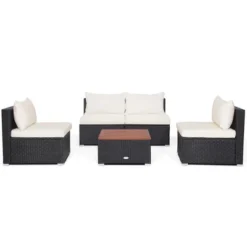 Costway 5PCS Patio Rattan Furniture Set Acacia Wood Table Top Sofa Cushion Deck 17 Costway 5PCS Patio Rattan Furniture Set Acacia Wood Table Top Sofa Cushion Deck -Costway GUEST 929687df b156 4ec9 adf6 1a5250485664