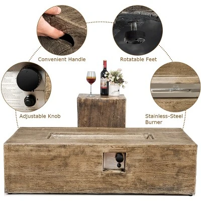 Costway 48''x27'' 50,000 BTU Propane Fire Pit Table Set W/ Side Table Tank Storage & Cover 3 Costway 48''x27'' 50,000 BTU Propane Fire Pit Table Set W/ Side Table Tank Storage & Cover - Image 3