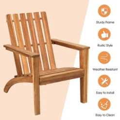 Costway 4PCS Outdoor Wooden Adirondack Chair Patio Lounge Chair W/ Armrest Natural -Costway GUEST 92b52542 c787 461e b3cb 6da9999a6a55