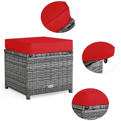 Costway 7 PCS Patio Rattan Dining Set Sectional Sofa Couch Ottoman Garden WhiteRedBlack 9 Costway 7 PCS Patio Rattan Dining Set Sectional Sofa Couch Ottoman Garden WhiteRedBlack - Image 9