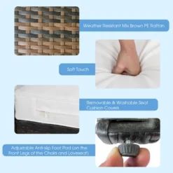 Costway 4PCS Patio Rattan Acacia Wood Furniture Set Cushion Sofa Armrest Deck -Costway GUEST 92fd14de 0c9d 40c3 9005 10cd1cfee877