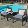 Costway 3PCS Patio Rattan Furniture Set Coffee Table Conversation Sofa Outdoor Cushioned Gray