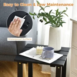 Costway Patio 15" End Side Coffee Table Square Wooden Slat Garden Deck WhiteBlackGray -Costway GUEST 9360603f dd30 4604 9a98 848957ef16f8