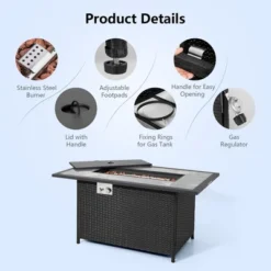 Costway 52'' Propane Fire Pit Table Marble Tabletop Rattan Wicker W/ Rain Cover Lava Rock 14 Costway 52'' Propane Fire Pit Table Marble Tabletop Rattan Wicker W/ Rain Cover Lava Rock -Costway GUEST 9376aa81 4b8d 4624 b25a 7835cc1e7b3b