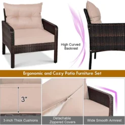Costway 5 PCS Patio Rattan Wicker Furniture Set Sofa Ottoman Coffee Table Cushioned Yard -Costway GUEST 93797e90 4a64 4539 b3b4 0a5f8d2cdbe9