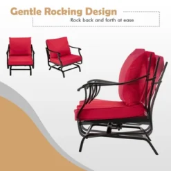 Costway 3PCS Patio Rocking Bistro Set Cushioned Chair Armrest Side Table Red 10 Costway 3PCS Patio Rocking Bistro Set Cushioned Chair Armrest Side Table Red -Costway GUEST 93981788 b213 4fc2 bcf2 c7f9f4ddd797