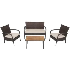 Costway 4PCS Patio Rattan Furniture Set Outdoor Conversation Set Coffee Table W/Cushions -Costway GUEST 93caef81 2022 466c add3 22b69412dbd0